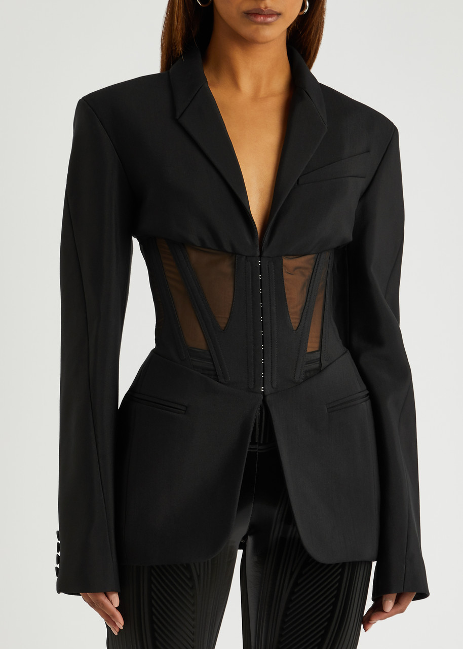 Cue Crepe Twill Corset Blazer