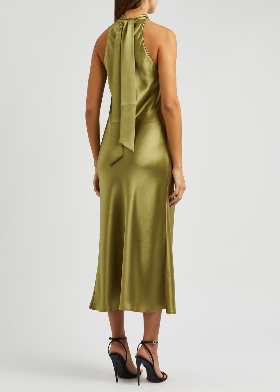 Galvan Sienna Halterneck Satin Midi Dress Harvey Nichols 0380