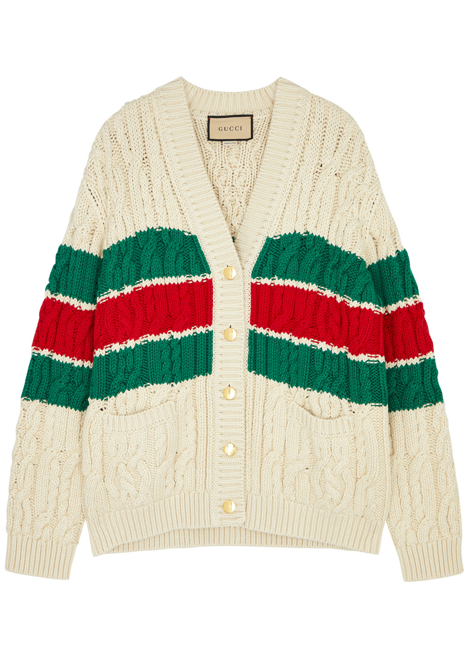 新作登場人気SALEGUCCI Striped Knit Cotton V Neck M カーディガン