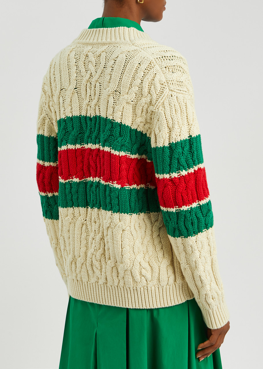 新作登場人気SALEGUCCI Striped Knit Cotton V Neck M カーディガン