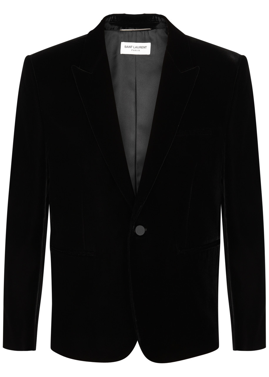 SAINT LAURENT Single-breasted velvet blazer | Harvey Nichols