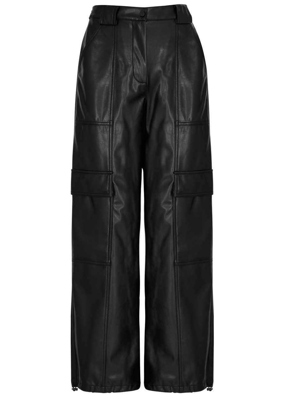 Vegan Leather Cargo Wide Leg Pants