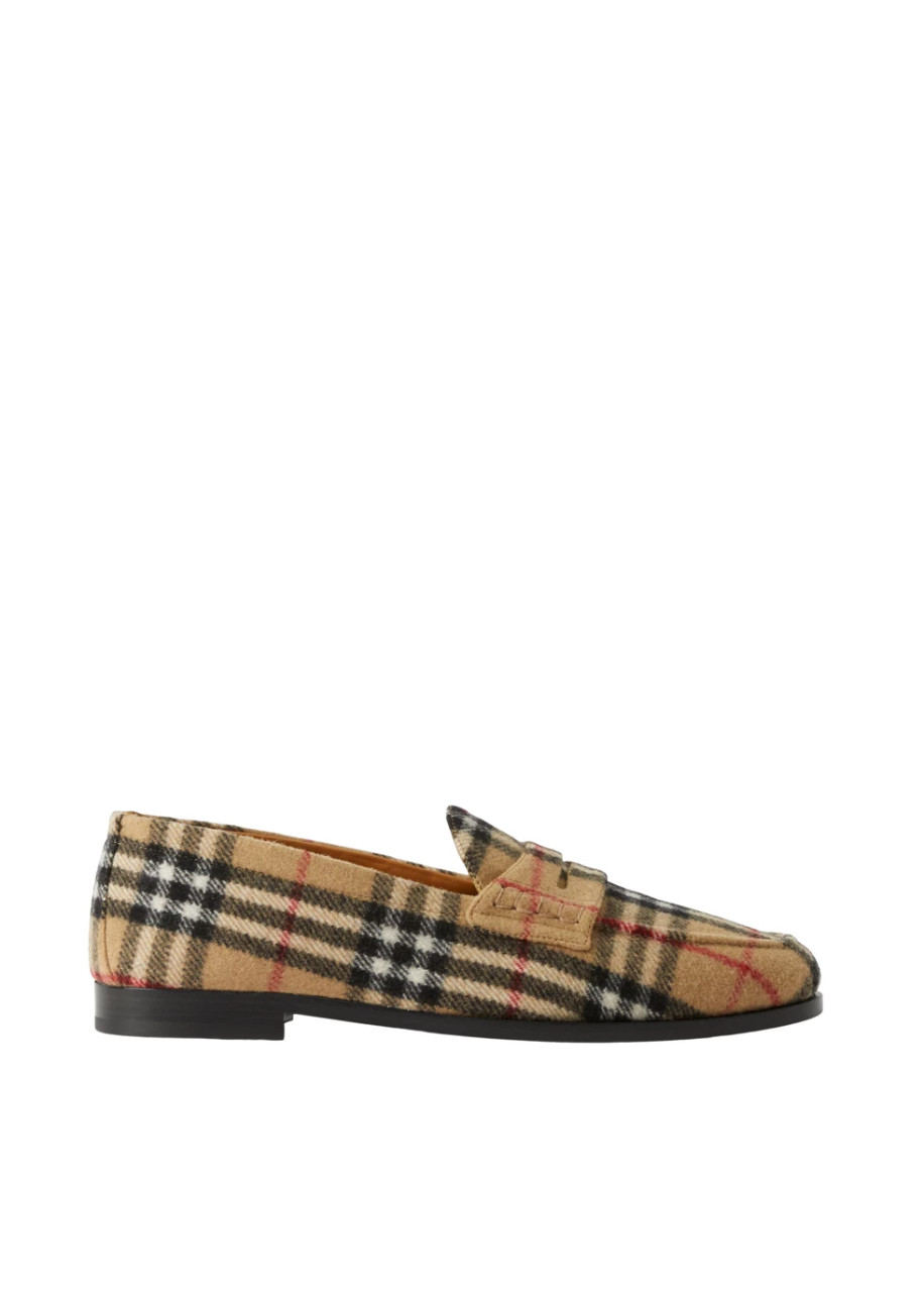 BURBERRY Check wool felt loafers Harvey Nichols