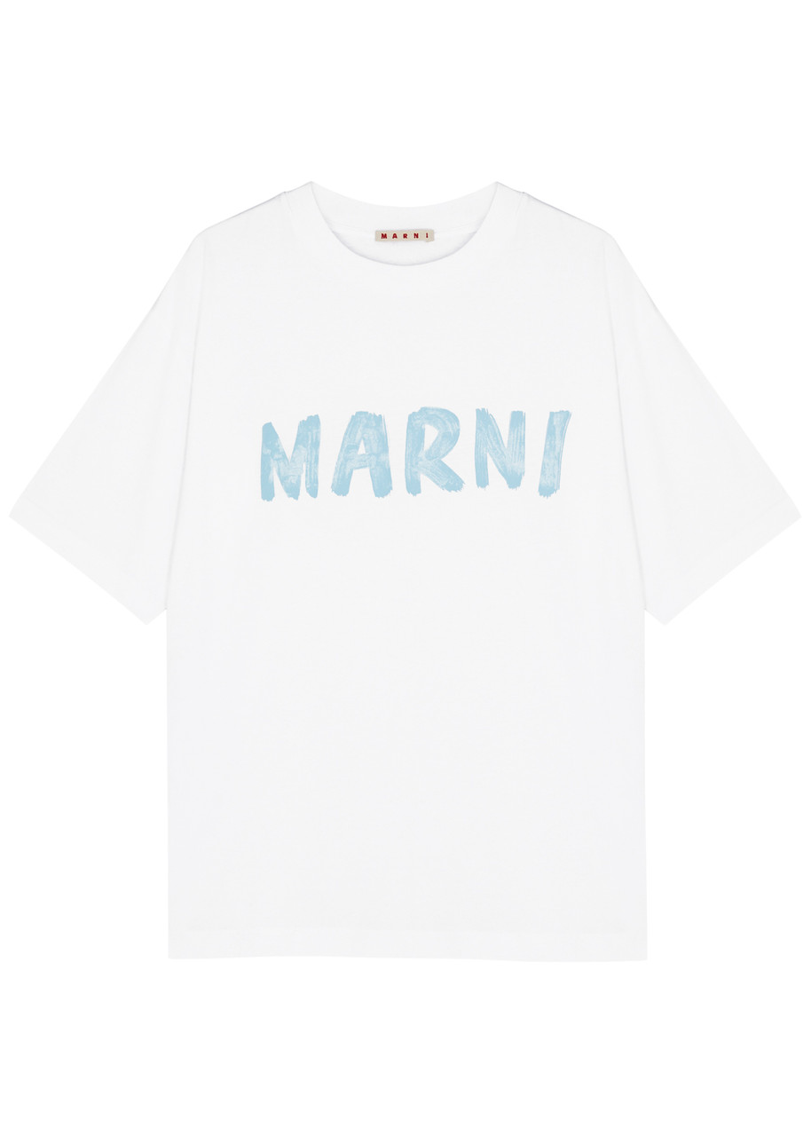 MARNI ロゴ Tシャツ ホワイト 12Y MARNI Logo-print cotton T-shirt | Harvey Nichols
