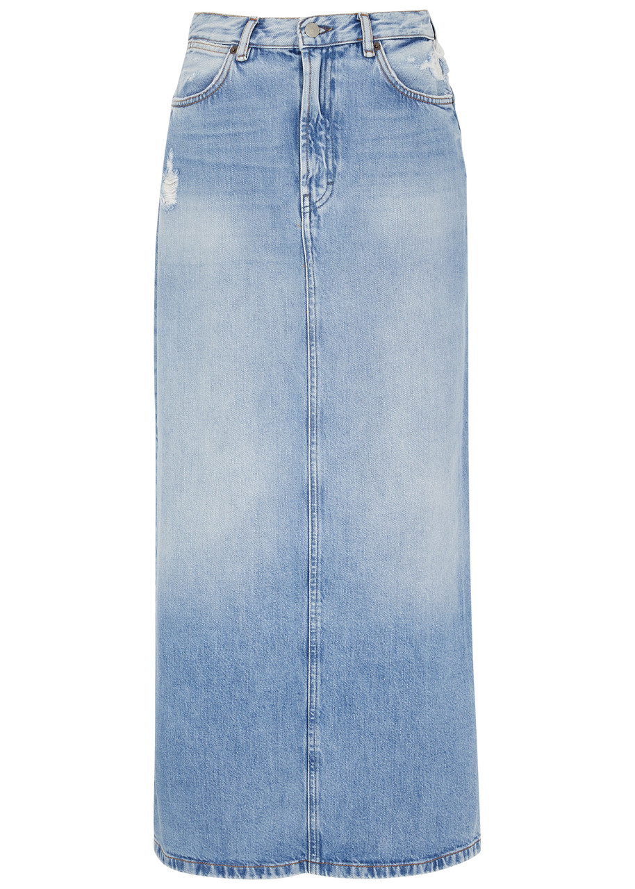 ACNE STUDIOS Philo distressed denim maxi skirt | Harvey Nichols