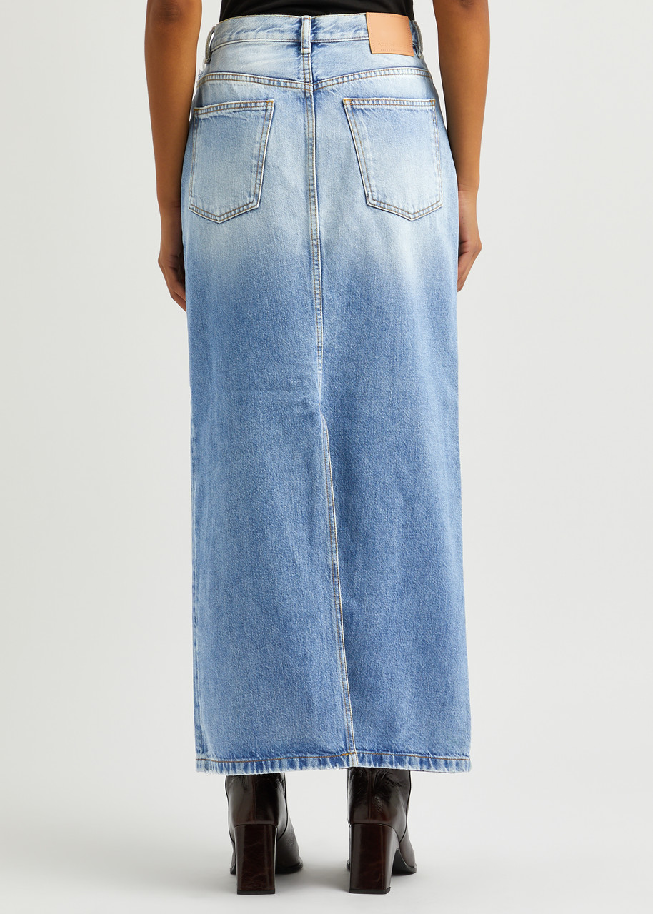 ACNE STUDIOS Philo distressed denim maxi skirt | Harvey Nichols