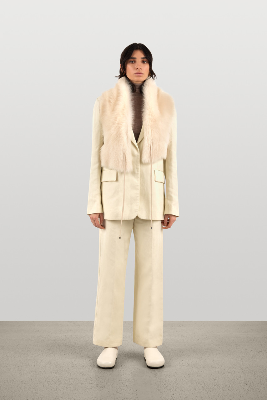 GUSHLOW & COLE Shearling shawl scarf with leather tie | Harvey Nichols
