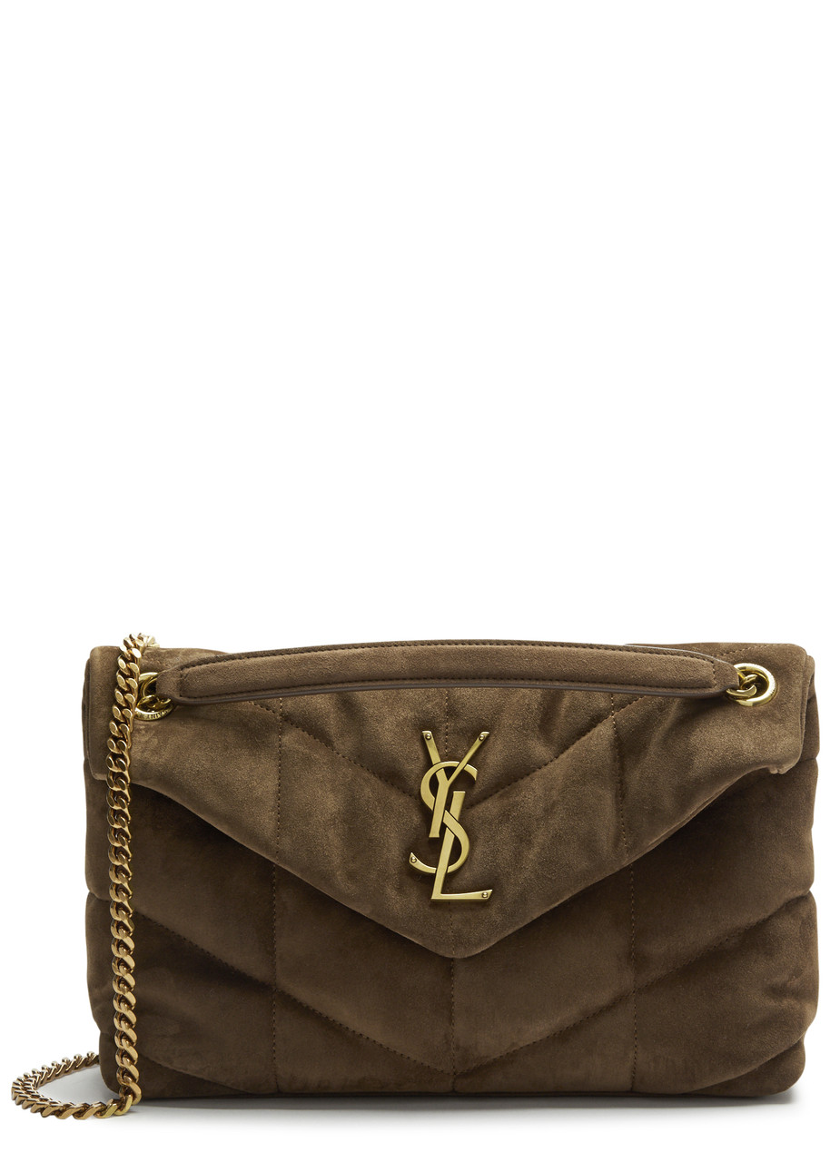 SAINT LAURENT Lou Puffer small suede shoulder bag Harvey Nichols