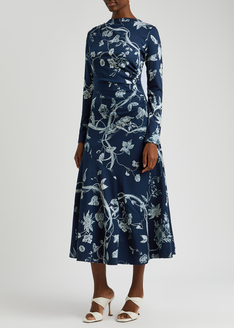 ERDEM Floral-print stretch-jersey midi dress | Harvey Nichols
