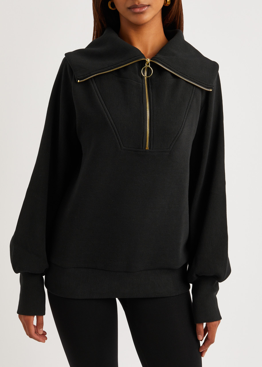 VARLEY Vine ribbed stretch-cotton half-zip sweatshirt | Harvey Nichols