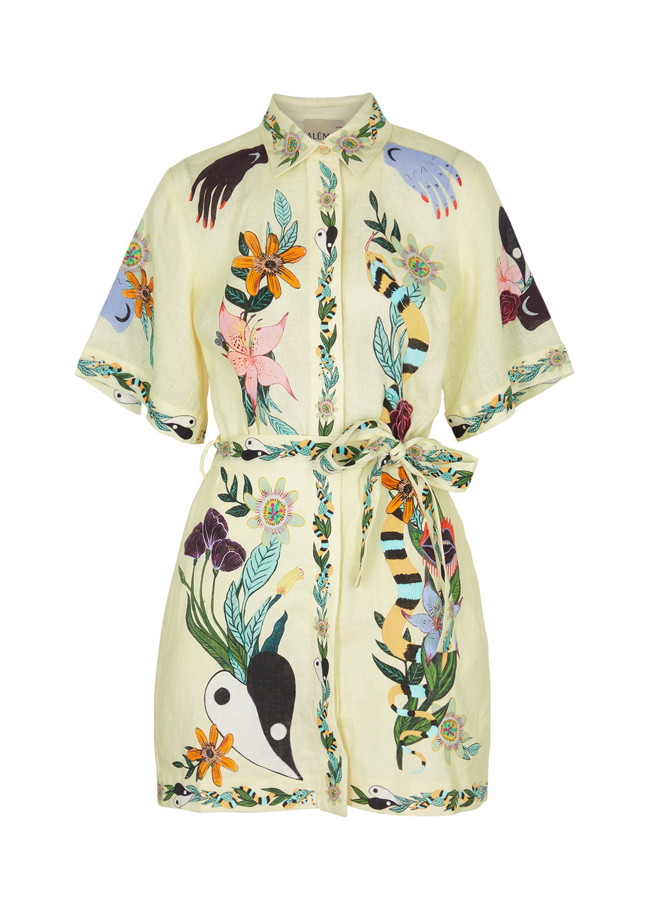 ALEMAIS Meagan printed linen mini dress | Harvey Nichols