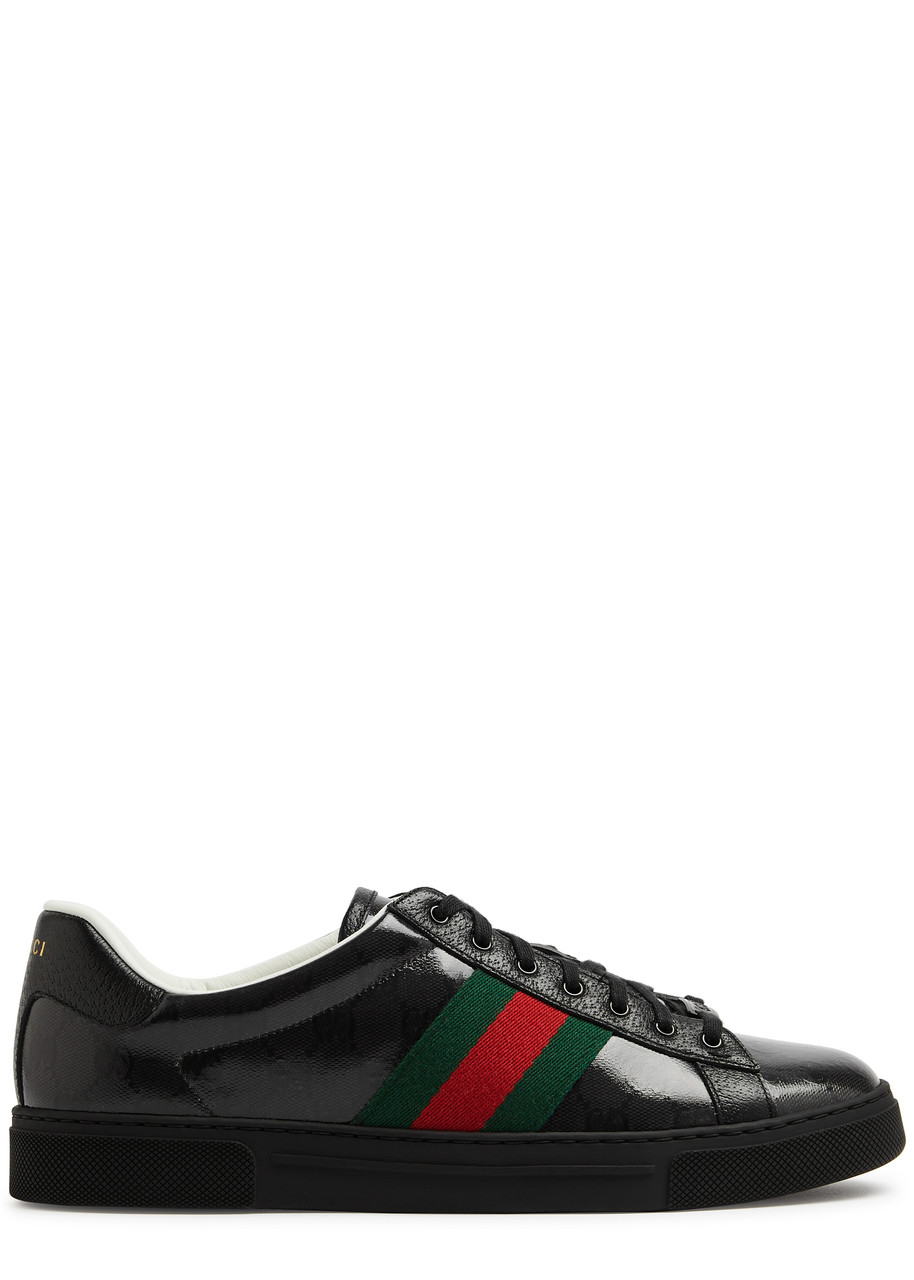 Gg Supreme Gucci Ace Shoes Black Men's Gucci Ace Sneaker With Web