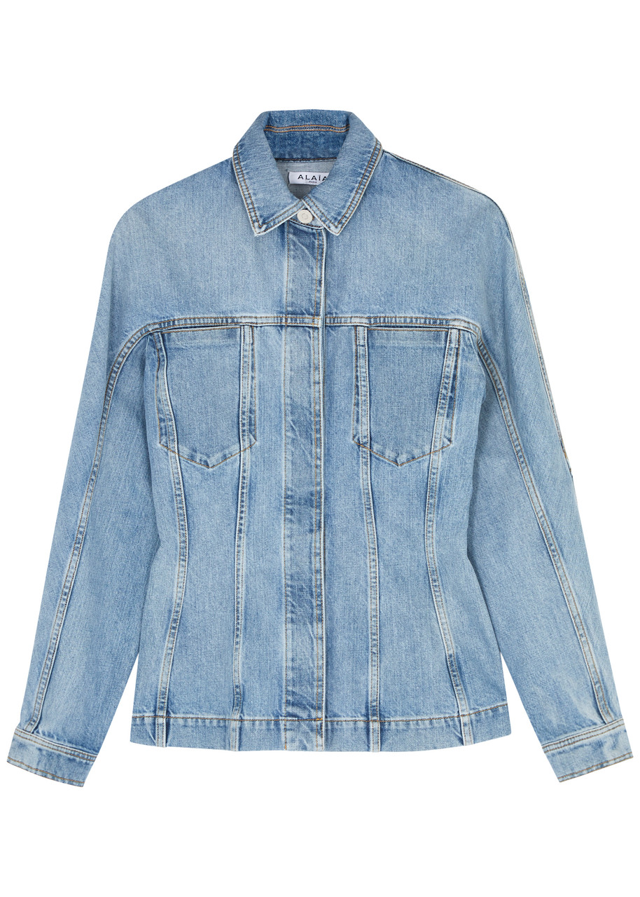 ALAÏA Panelled denim jacket | Harvey Nichols ALAÏA Panelled denim jacket | Harvey Nichols