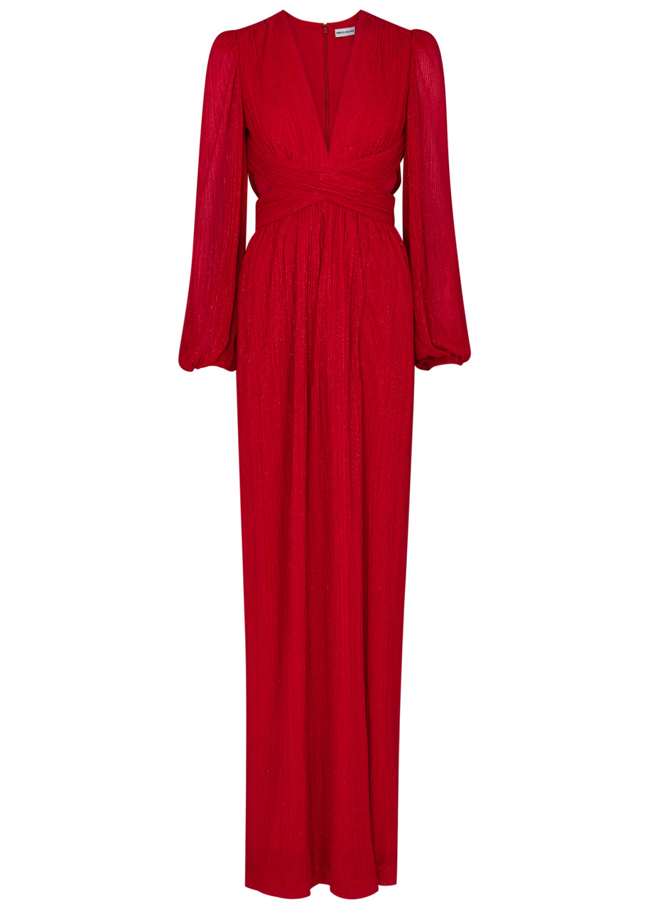 REBECCA VALLANCE Samantha metallic plissé gown | Harvey Nichols