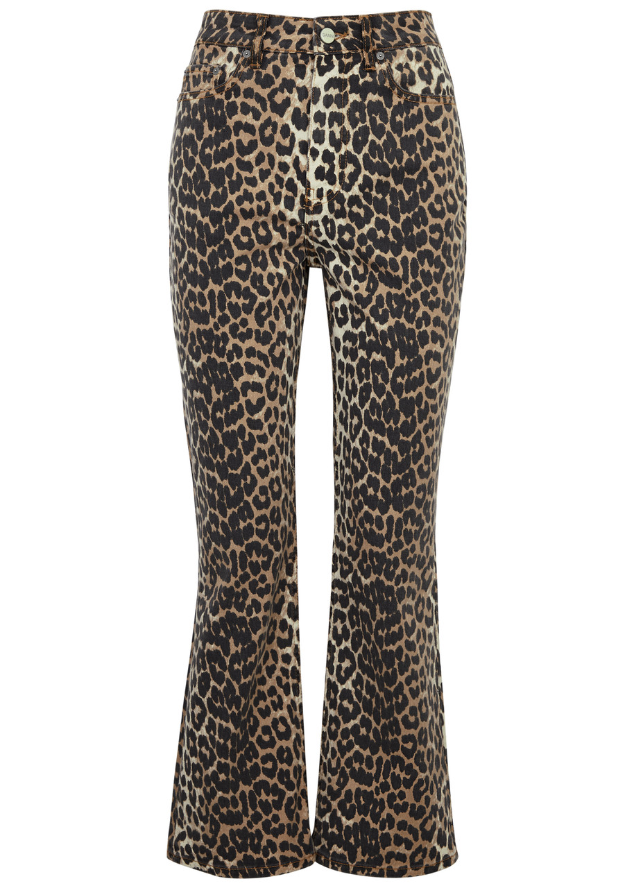 GANNI Betzy leopard-print flared jeans | Harvey Nichols