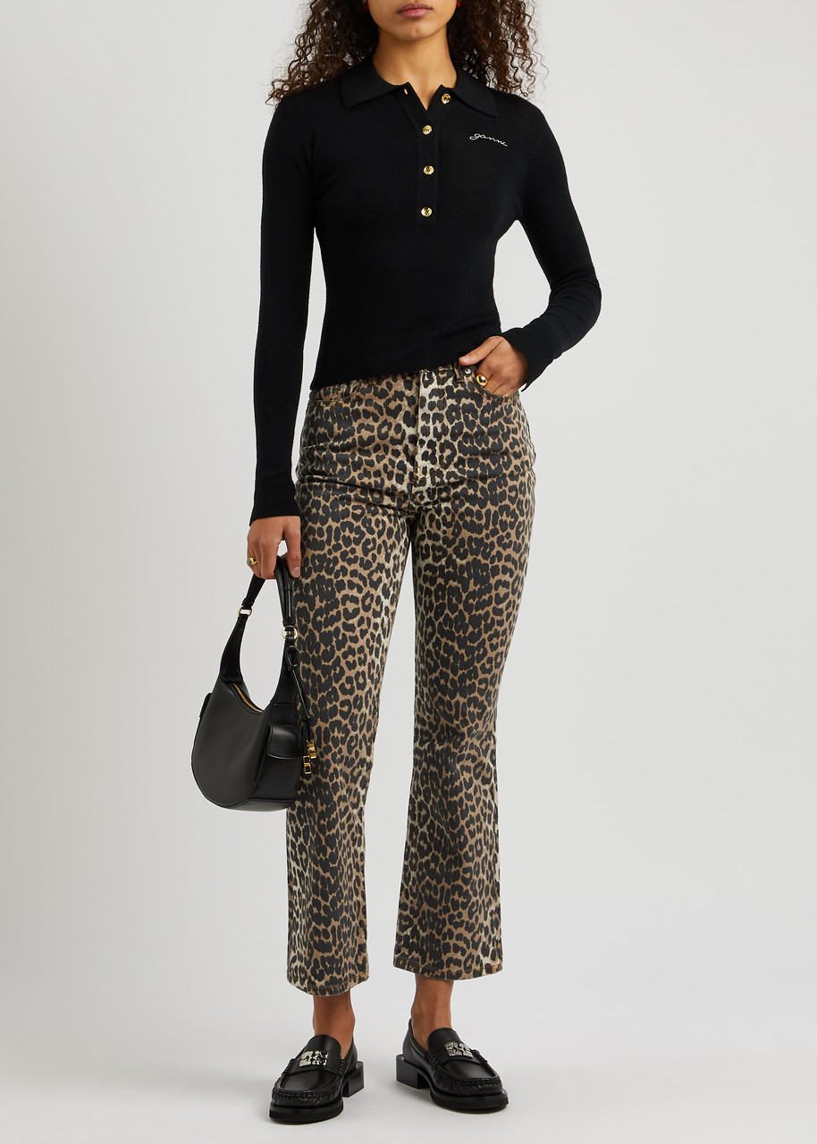 GANNI Betzy leopard-print flared jeans