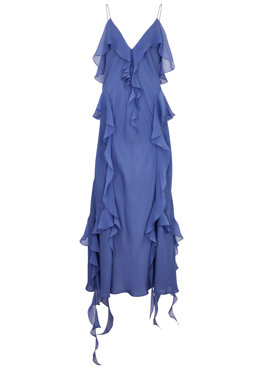 KHAITE Pim ruffled silk-georgette maxi dress | Harvey Nichols