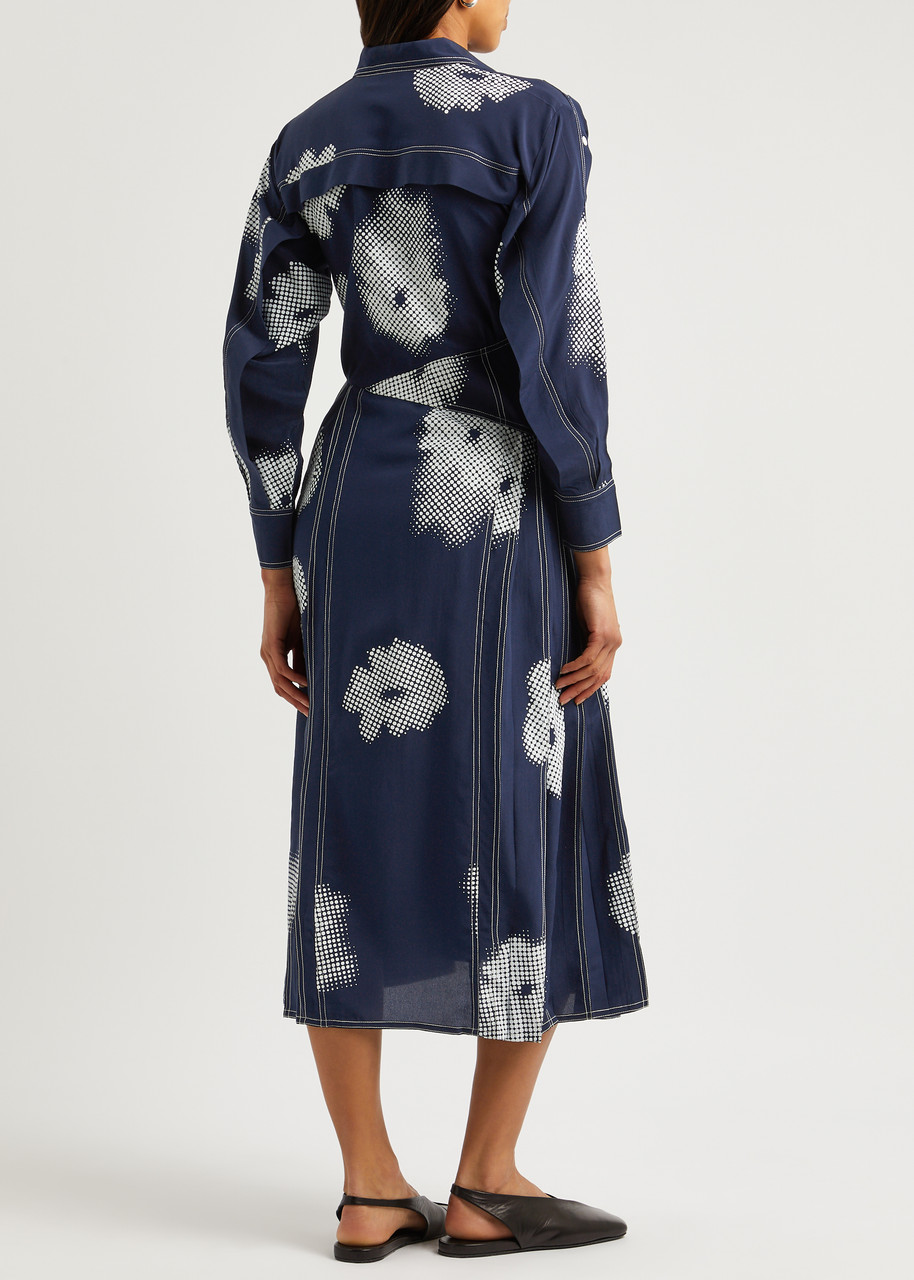 LOVEBIRDS Printed silk midi dress | Harvey Nichols