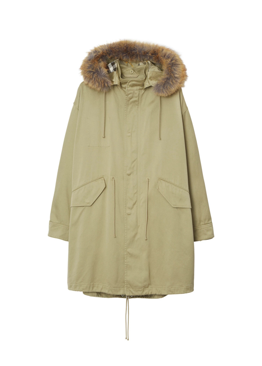 Faux Fur Hood Burberry Fur Trim Puffer Coat BURBERRY Faux Fur And