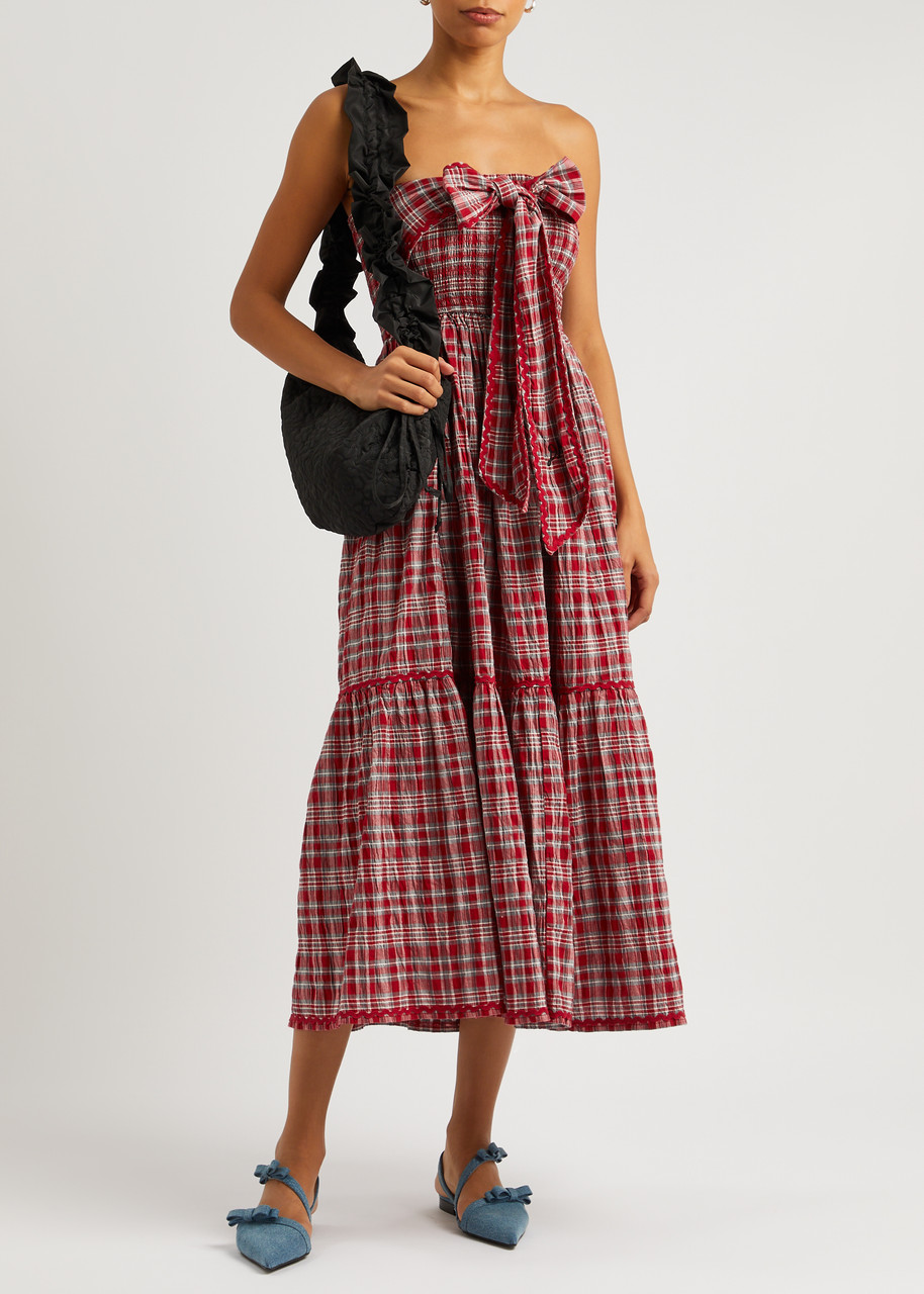 DAMSON MADDER Pia checked cotton midi dress | Harvey Nichols