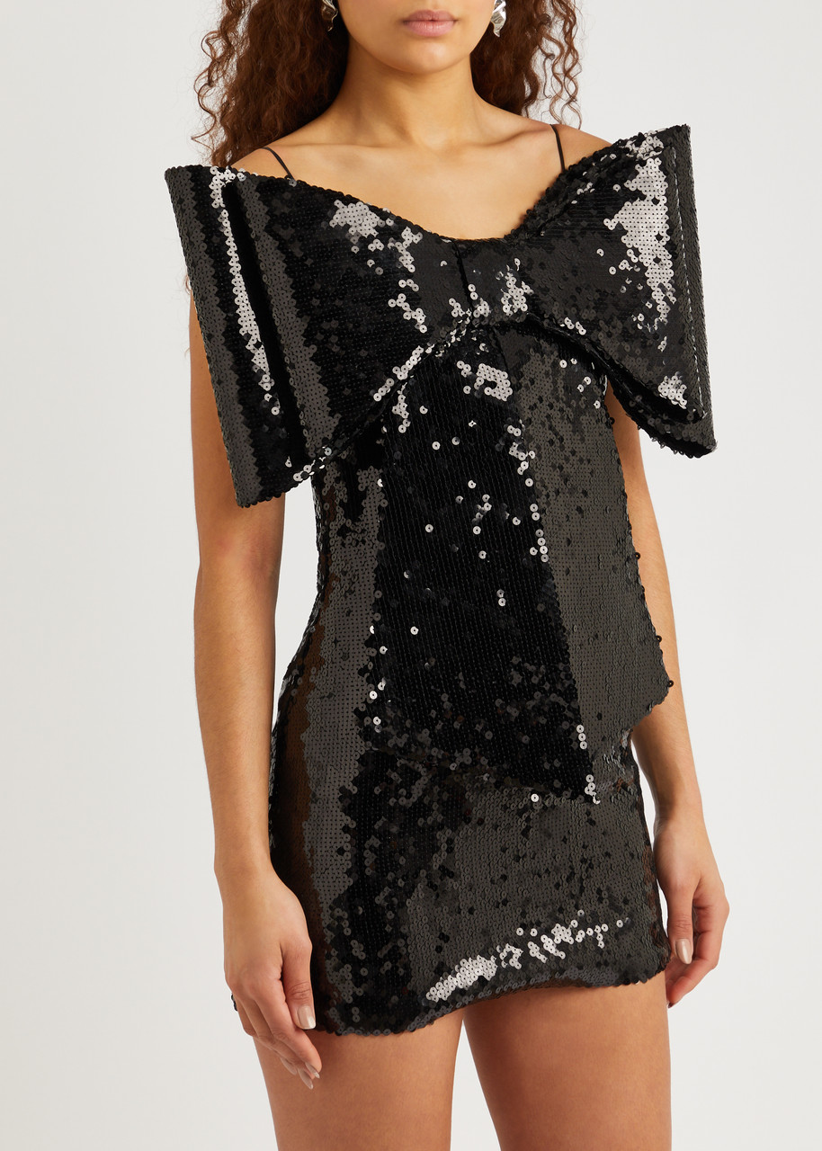 MACH & MACH Bow-embellished sequin mini dress | Harvey Nichols