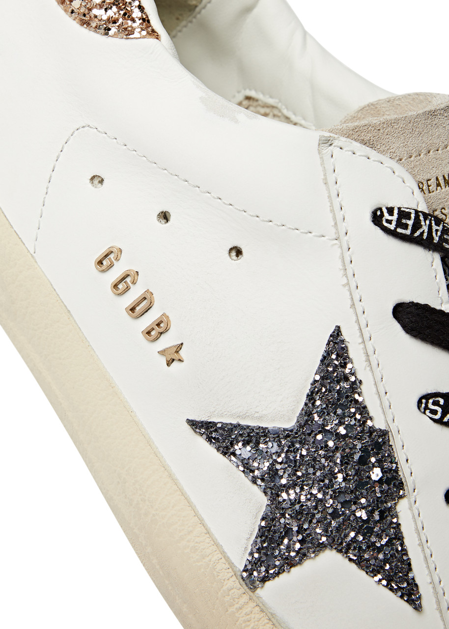 GOLDEN GOOSE Super-Star glittered leather sneakers | Harvey Nichols