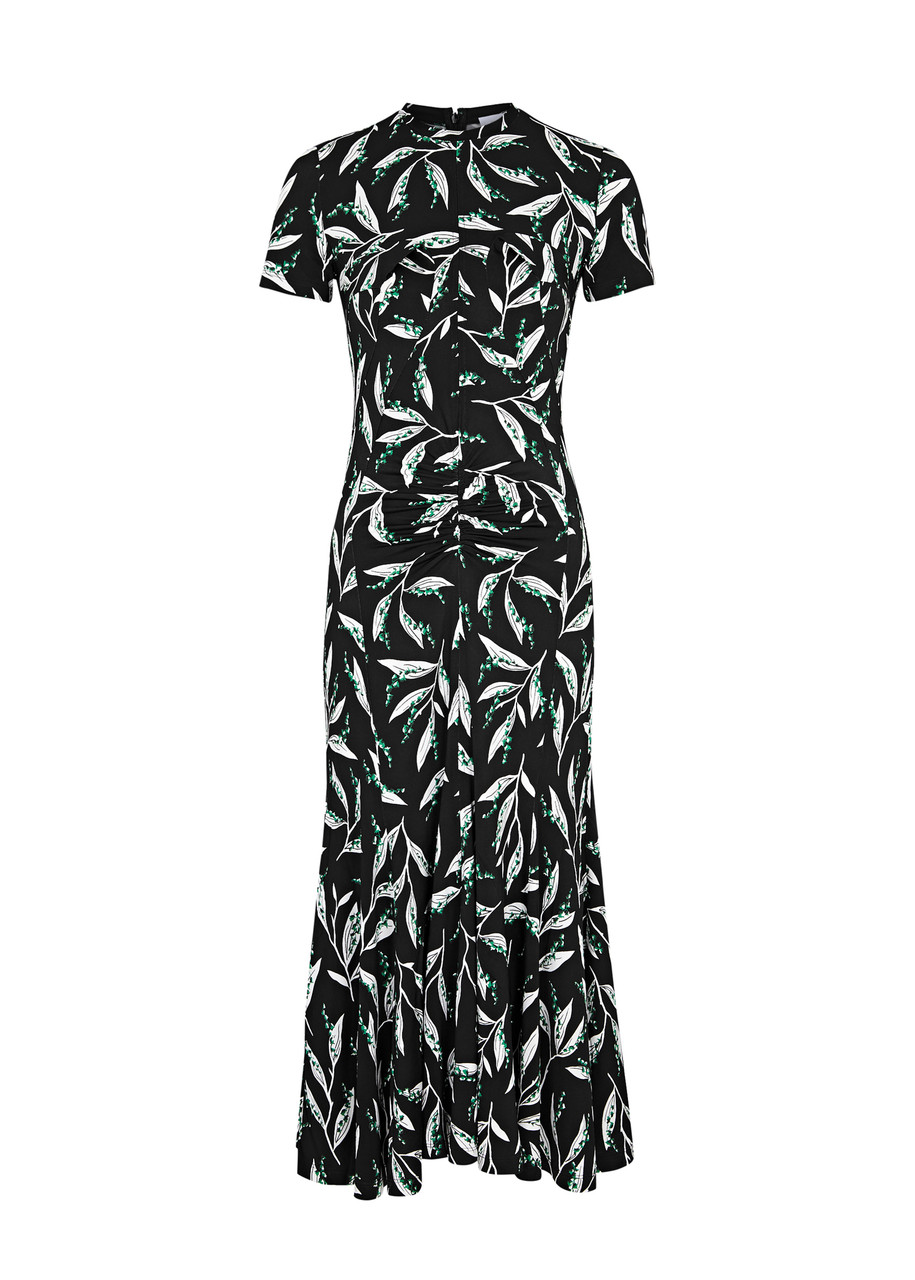 RABANNE Floral-print stretch-jersey midi dress | Harvey Nichols