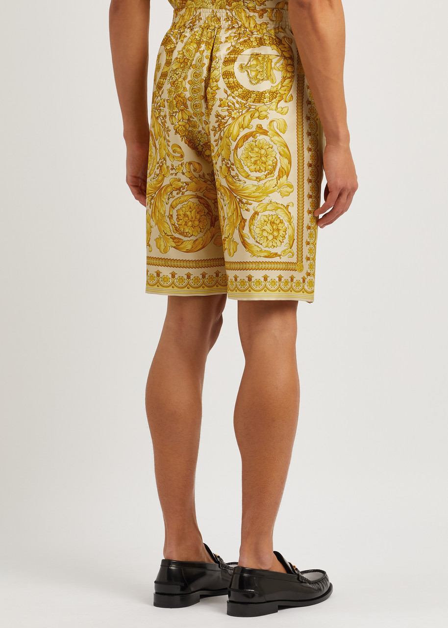 VERSACE Baroque printed silk-twill shorts