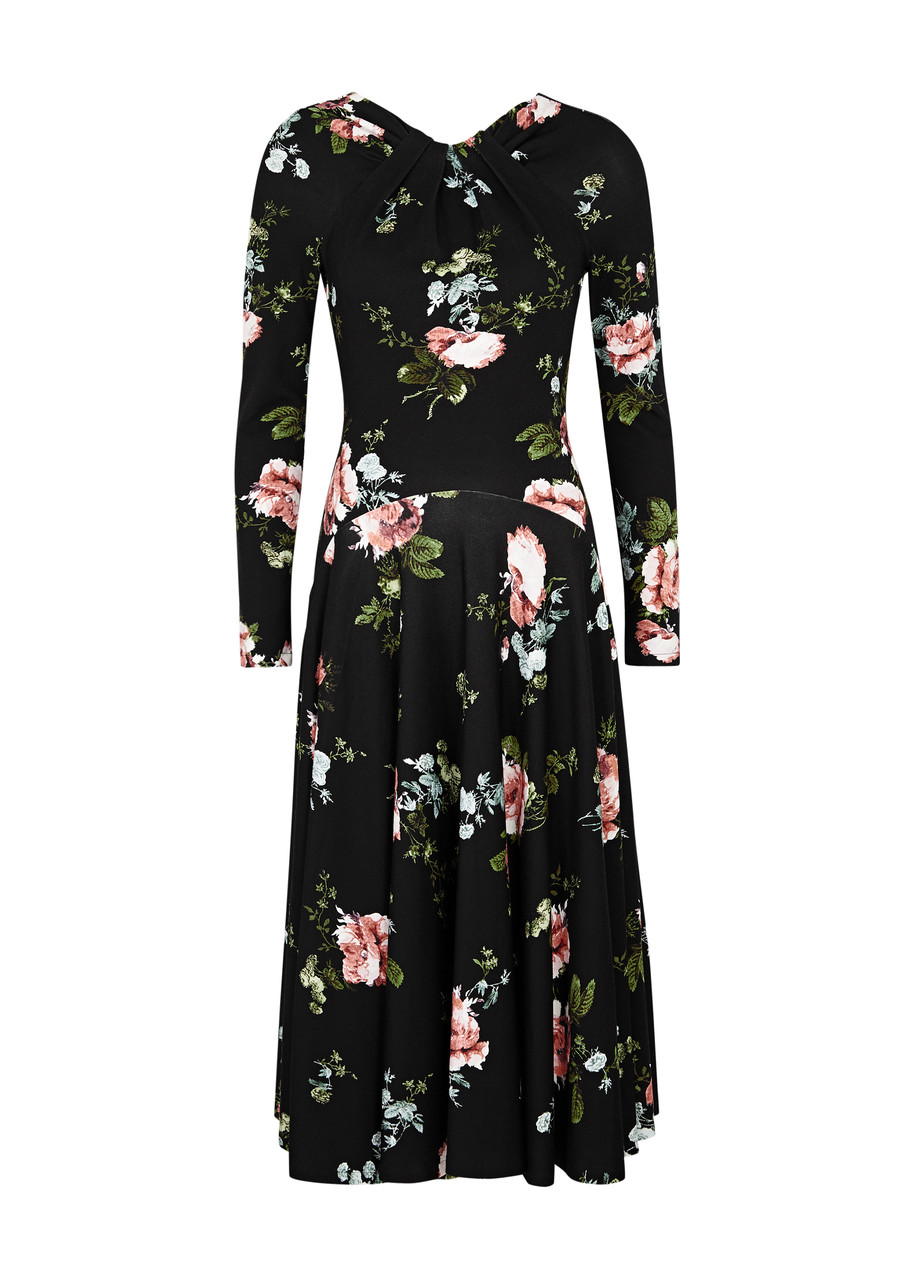 ERDEM Floral-print jersey midi dress | Harvey Nichols