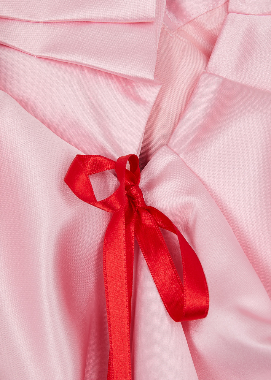 【Simone Rocha】リボンディテール サテンミディドレス ピンク SIMONE ROCHA Bow-embellished satin midi dress | Harvey Nichols