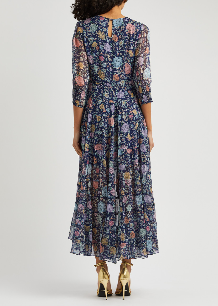 RIXO Kristen floral-print chiffon maxi dress | Harvey Nichols