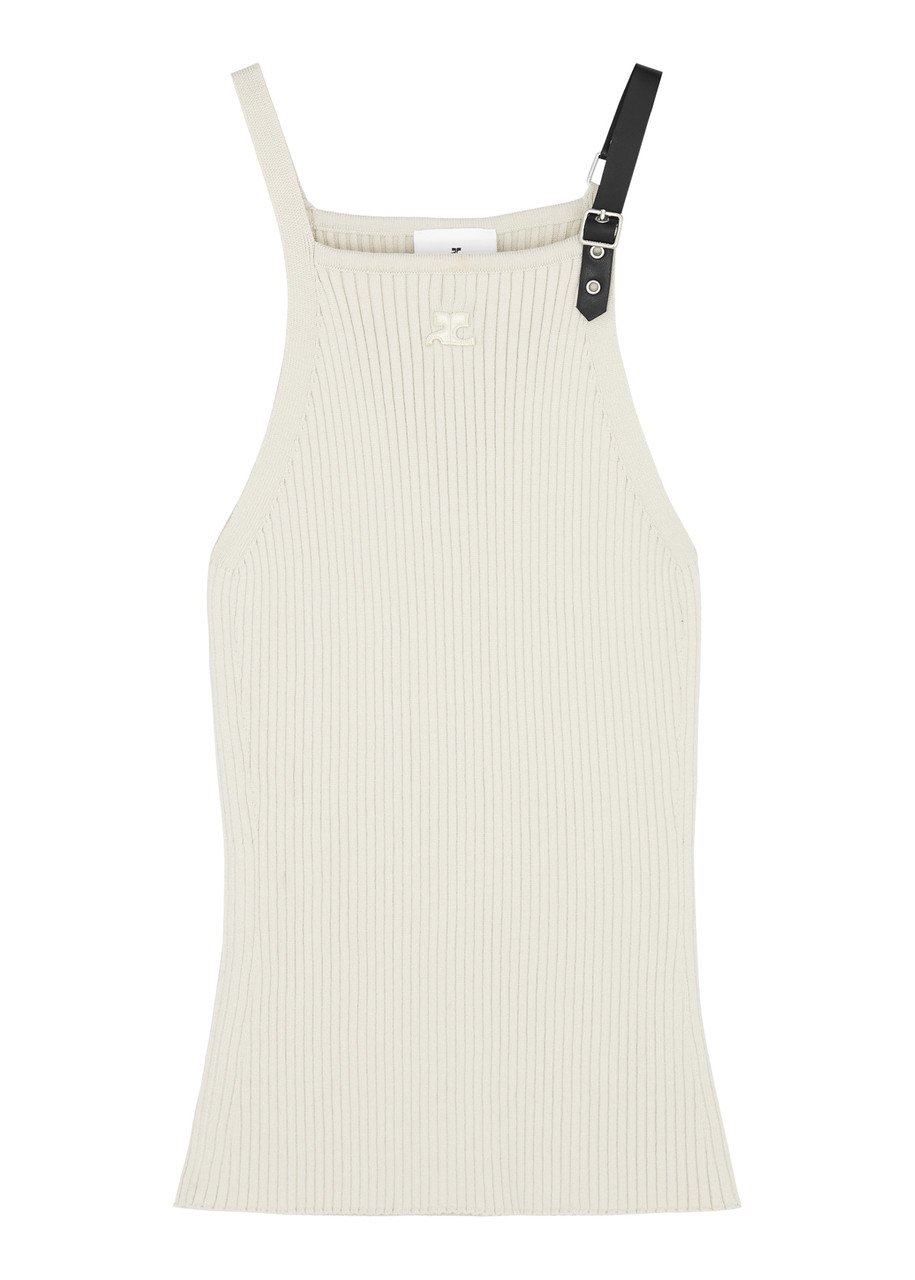Courrèges Women's Rib Knit Tank Top in White