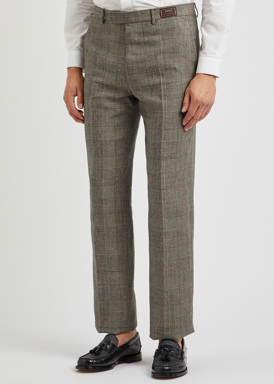 GUCCI Checked wool-blend trousers | Harvey Nichols GUCCI Checked wool-blend trousers | Harvey Nichols