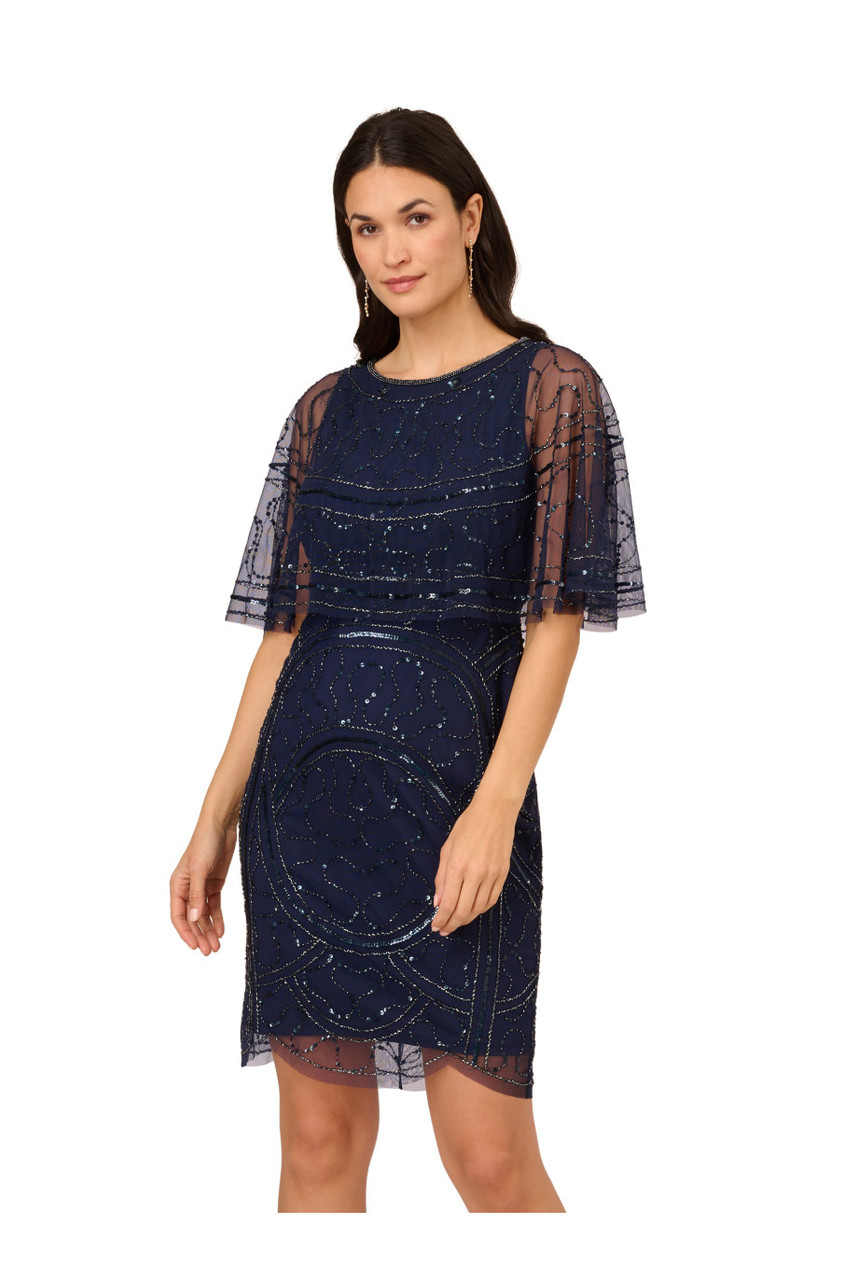 ADRIANNA PAPELL Bead mesh popover dress | Harvey Nichols