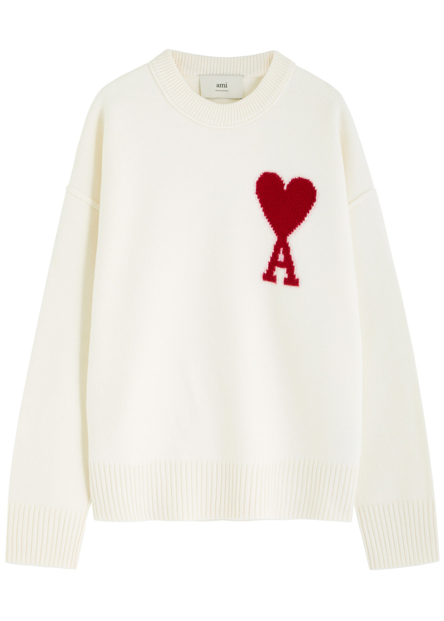 AMI PARIS Logo-intarsia wool jumper | Harvey Nichols