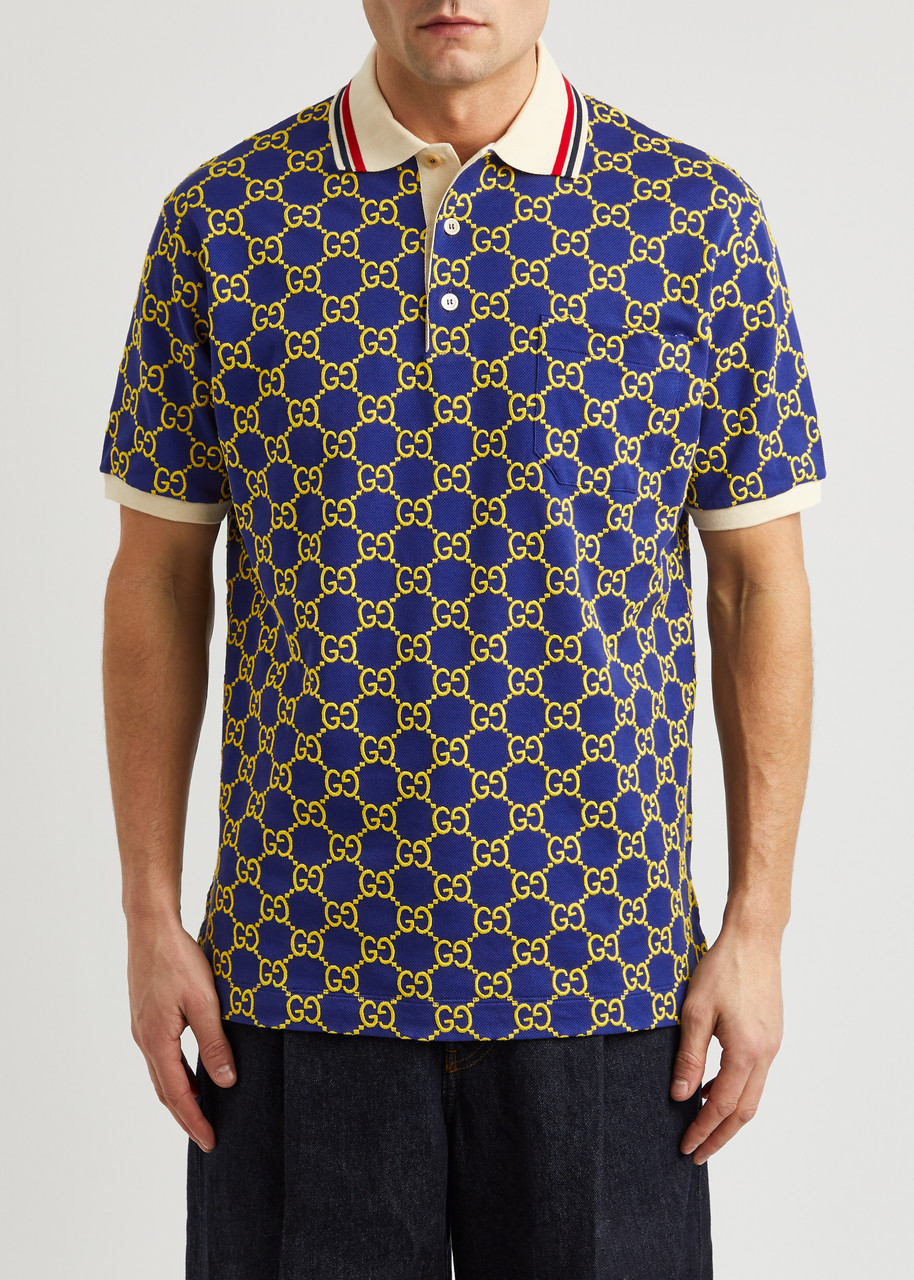 GUCCI Monogrammed logo piqué stretch-cotton polo shirt | Harvey