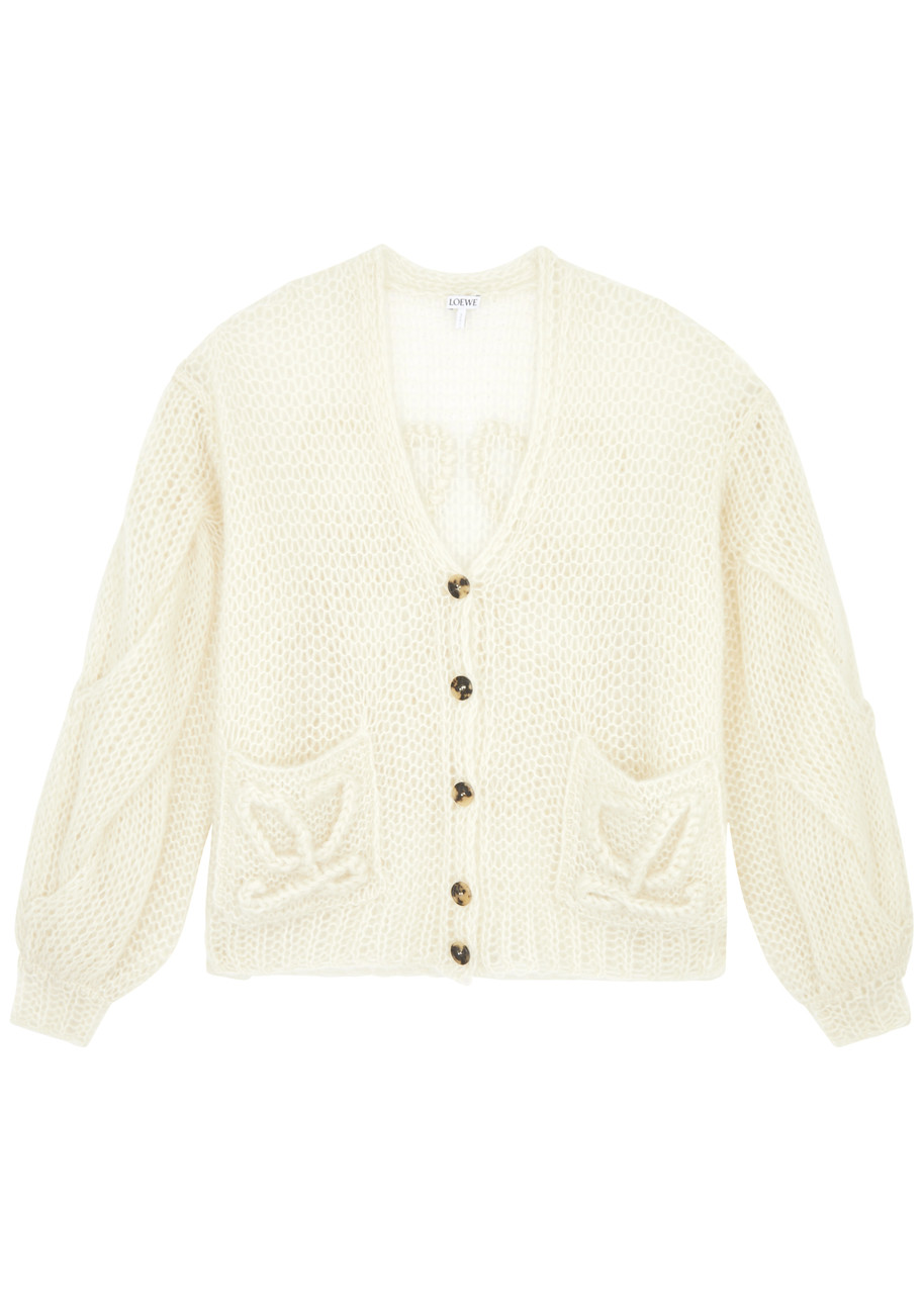 LOEWE Anagram open-knit mohair-blend cardigan | Harvey Nichols