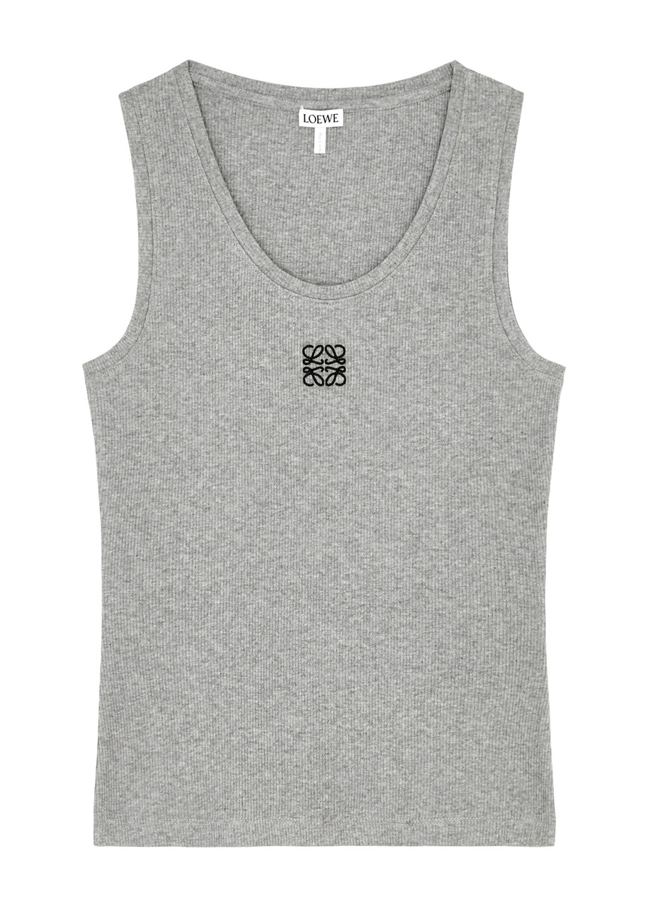 Tシャツ・カットソー LOEWE GREY SILK TANK TOP Loewe Grey silk tank top with Anagram logo | TheDoubleF