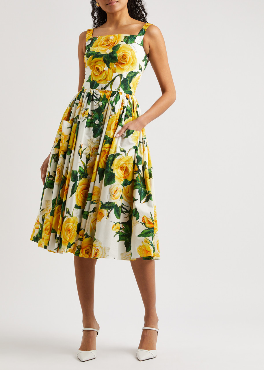 DOLCE & GABBANA Floral cotton midi dress · VERGLE