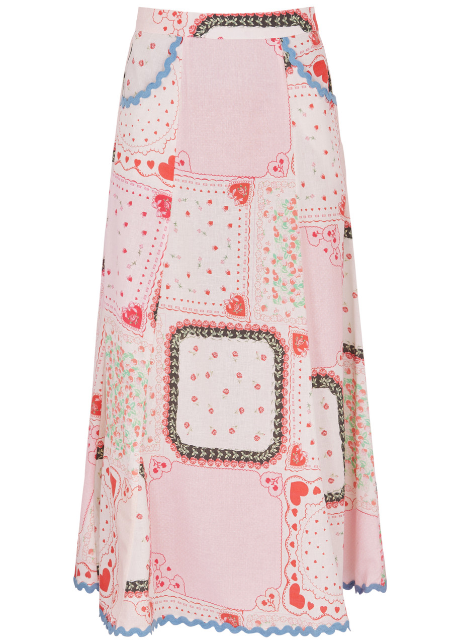 DAMSON MADDER Hyan printed cotton-blend midi skirt | Harvey Nichols