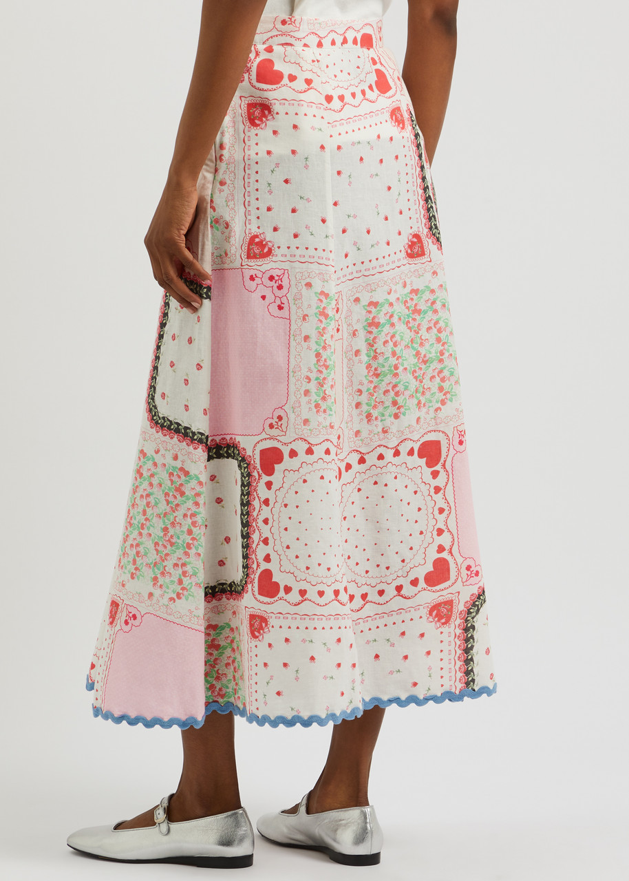 DAMSON MADDER Hyan printed cotton-blend midi skirt | Harvey Nichols