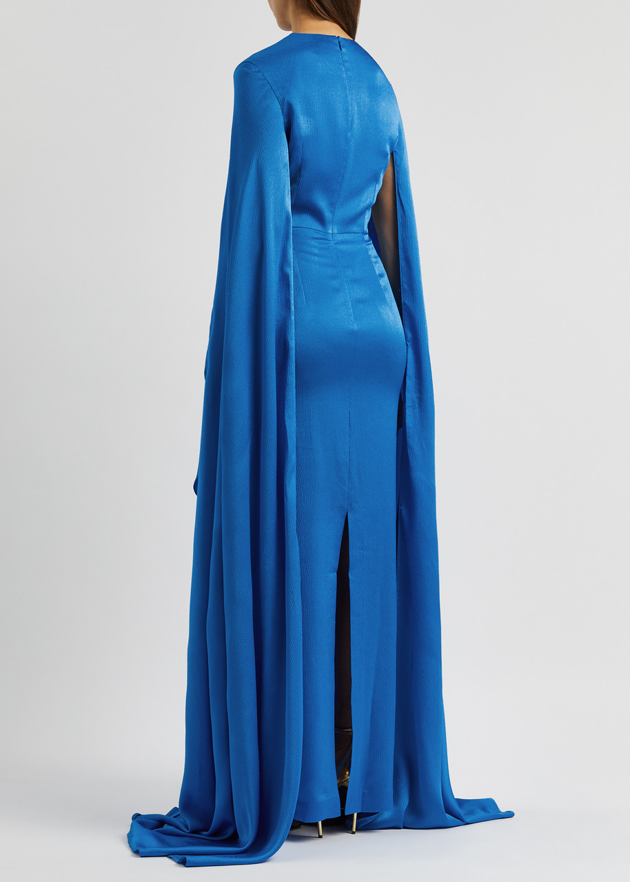 SAINT LAURENT Draped hammered silk-satin maxi dress