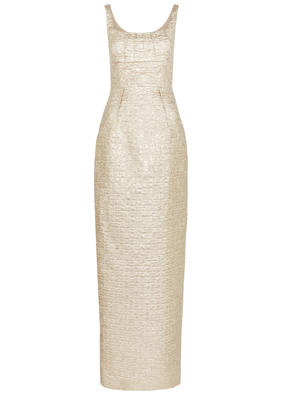 EMILIA WICKSTEAD Sharon metallic seersucker maxi dress | Harvey Nichols