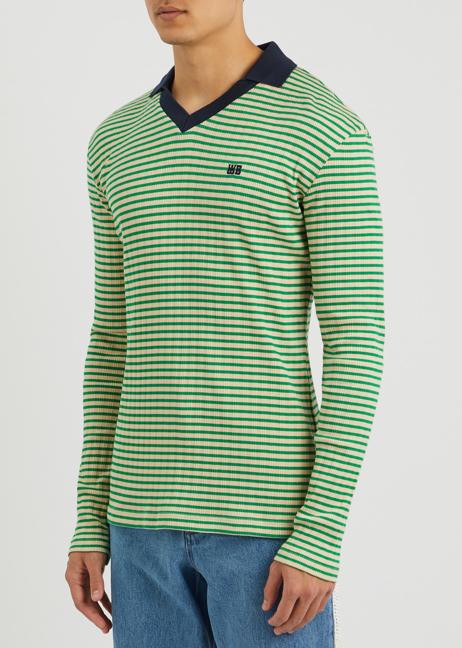 WALES BONNER Sonic striped stretch-cotton polo shirt | Harvey Nichols