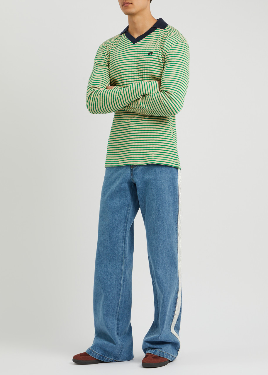 WALES BONNER Sonic striped stretch-cotton polo shirt | Harvey Nichols