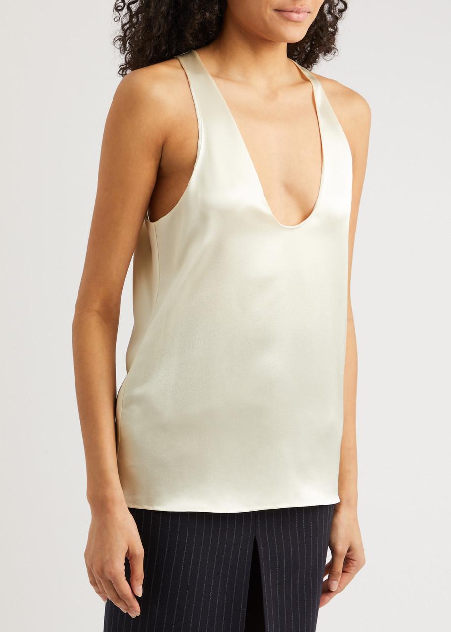 SAINT LAURENT Silk-satin tank | Harvey Nichols