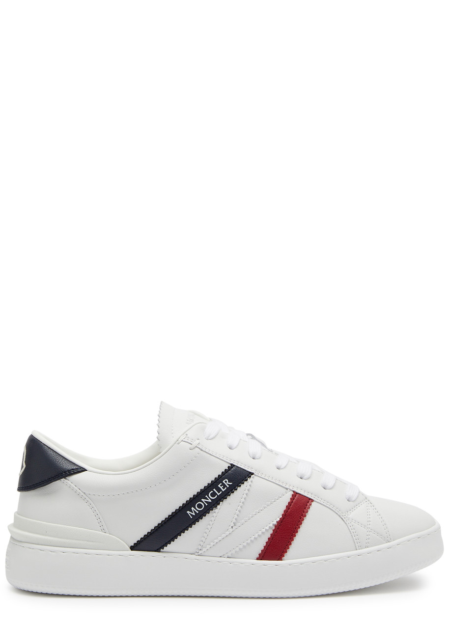 関税送料無料【MONCLER】WHITE LEATHER NEW MONACO SNEAKERS Moncler New Monaco Logo Appliqud Leather Sneakers, $556 | MR