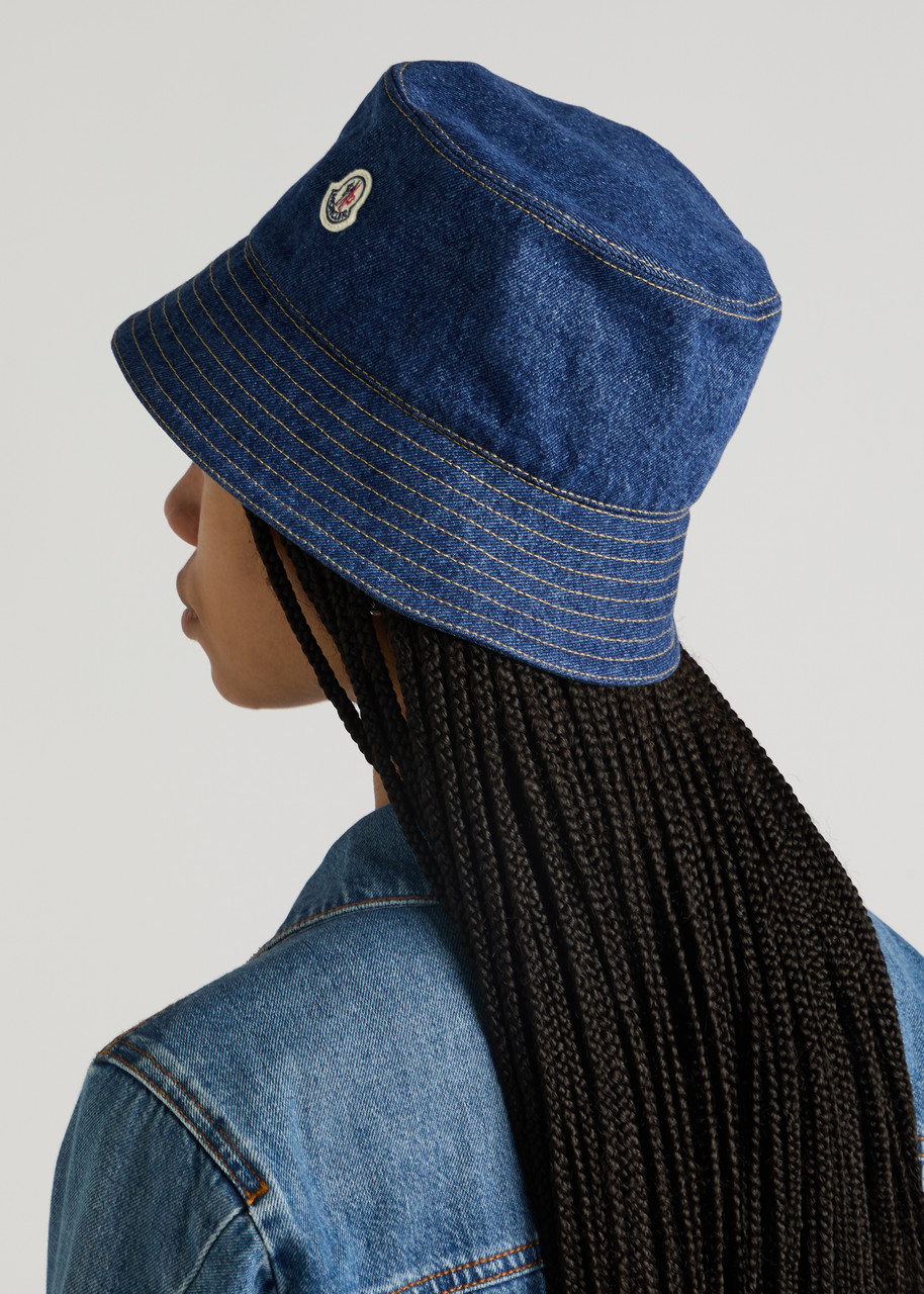 【関税&送料込み】Moncler Denim Logo Fisherman Hat MONCLER Logo denim bucket hat | Harvey Nichols
