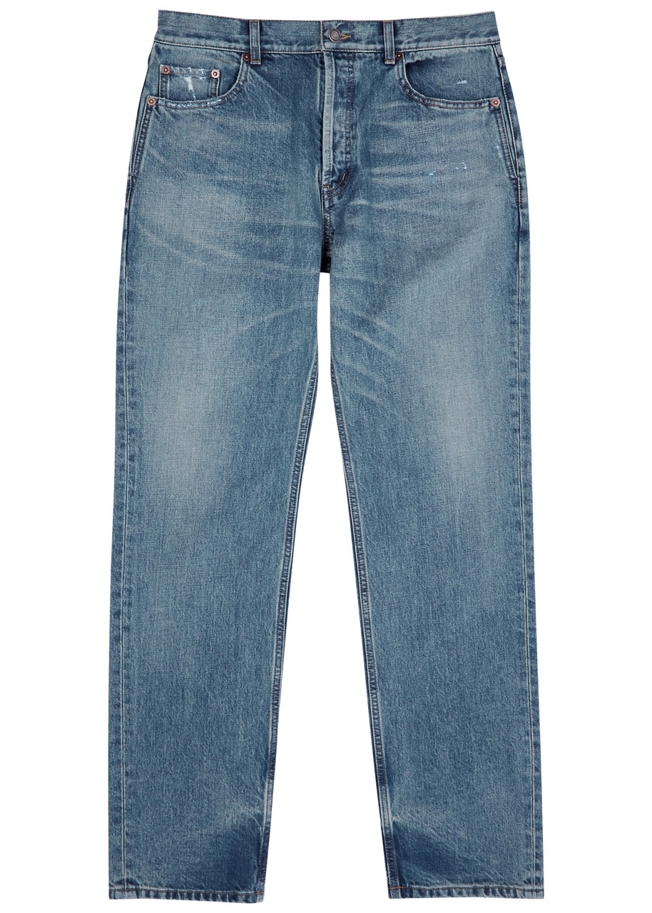 SAINT LAURENT Distressed straight-leg jeans | Harvey Nichols