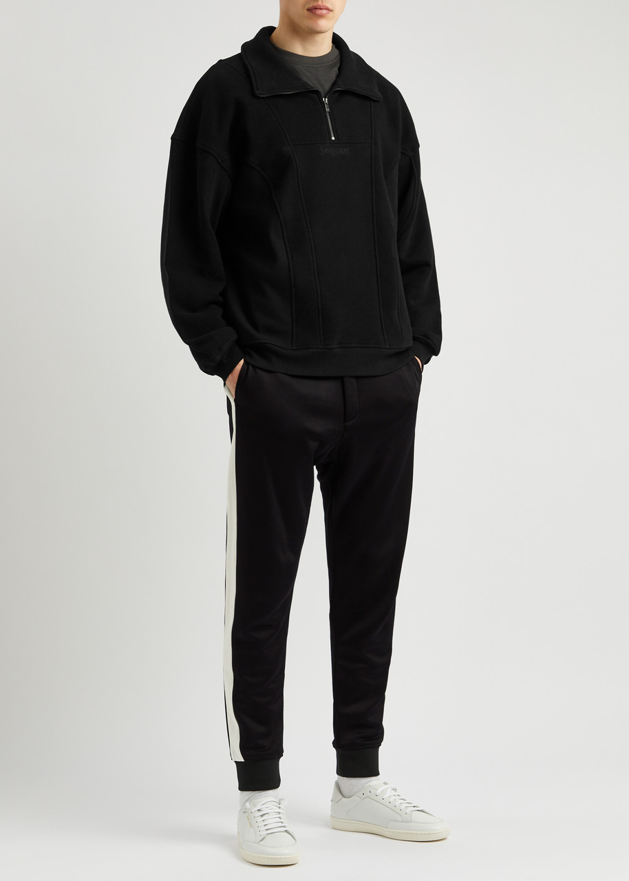 SAINT LAURENT Logo-embroidered half-zip cotton sweatshirt | Harvey